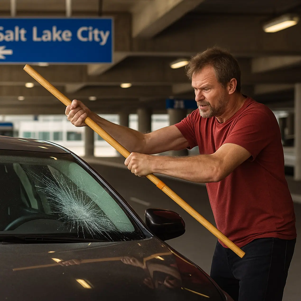 Man Smashes Car With Broomstick At Salt Lake City Airport—Gets Tased By Police - View from the Wing