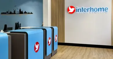 Inside a customer area at an interhome office for vacation rentals.